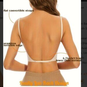 Apricot Women's Open Back Wire-Free Bra Size XL NEW